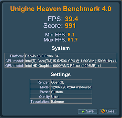 RX 470 Unigine Heaven benchmark score