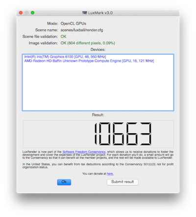 RX 470 Luxmark benchmark score