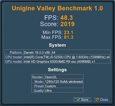 RX 470 Unigine Valley benchmark score